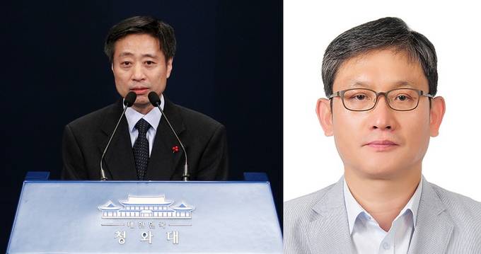 윤도한 청와대 국민소통수석(왼쪽)과 여현호 청와대 국정홍보비서관. 뉴시스 